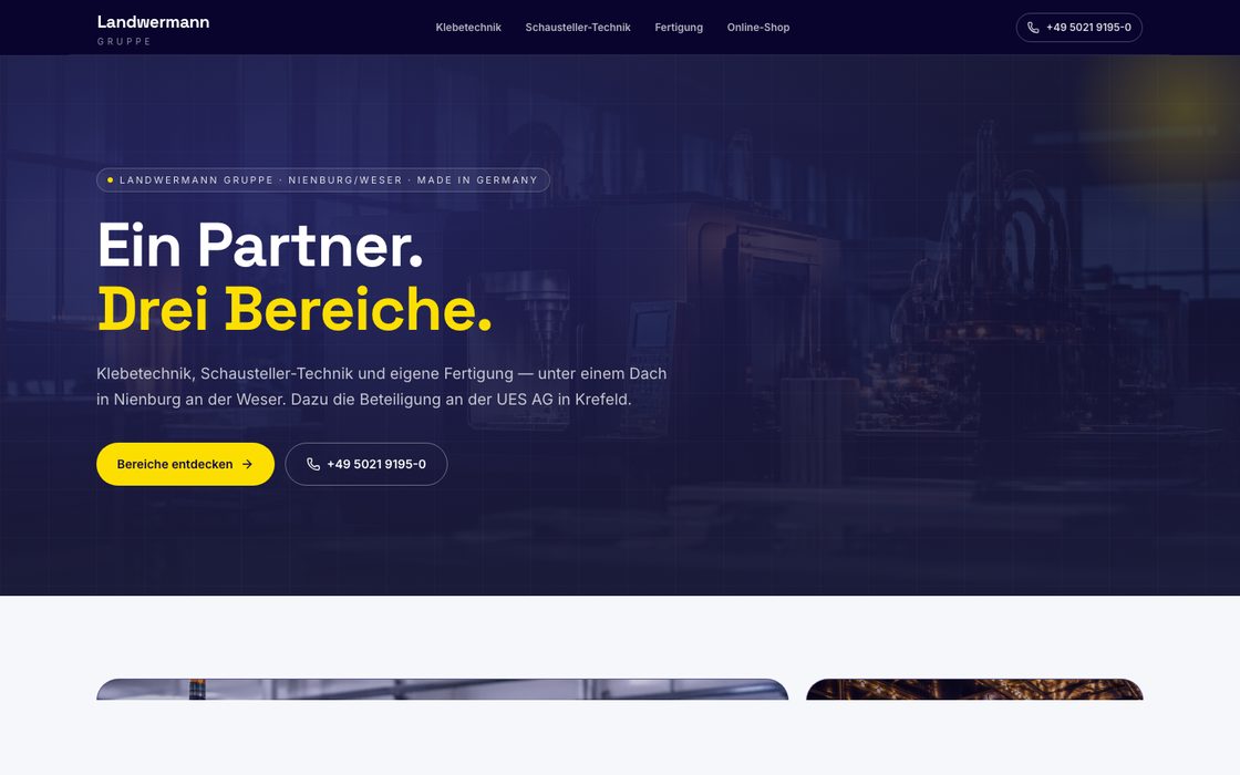 Webseite von Landwermann Technik GmbH — von P&R Studio gebaut